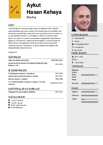 Biyolog CV Örnekleri cv indir